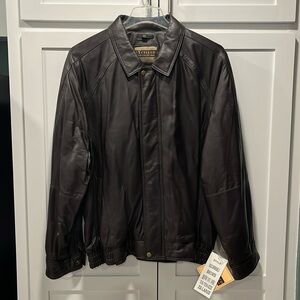 NWT dark brown 100% leather jacket by EXCELLED XXL